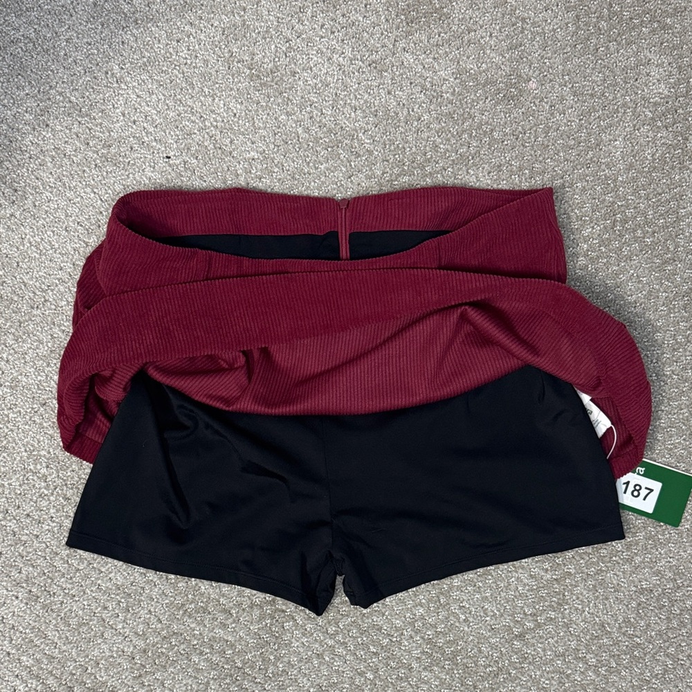 NWT HALARA Burgundy High Waisted Mini Corduroy Skort Sz XL - Picture 7 of 10